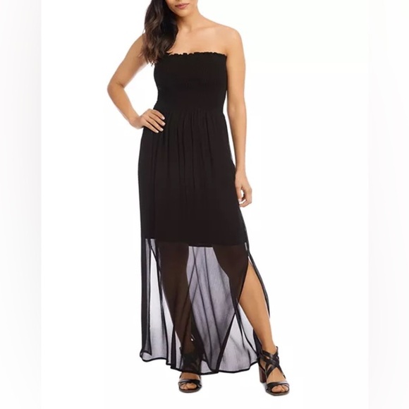 Karen Kane Smocked Semi Sheer Maxi Dress - Picture 2 of 7
